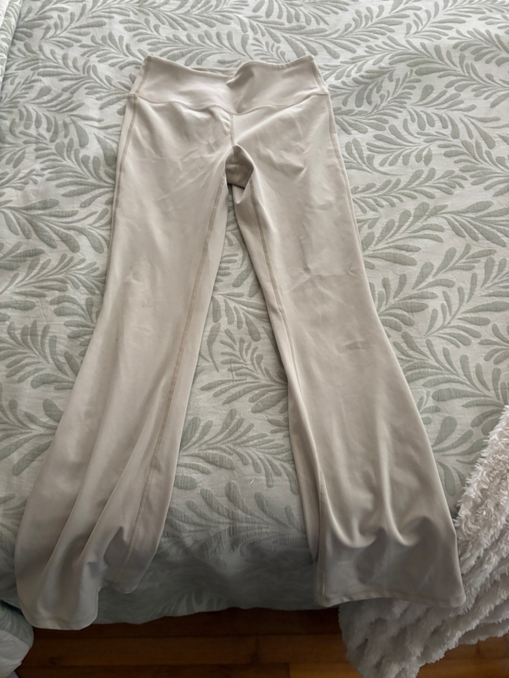 Beige athletic flare leggings